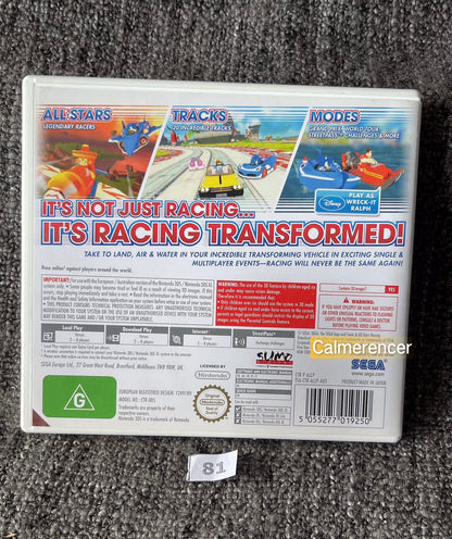 Sonic All Stars Racing Transformed Game Nintendo 3DS