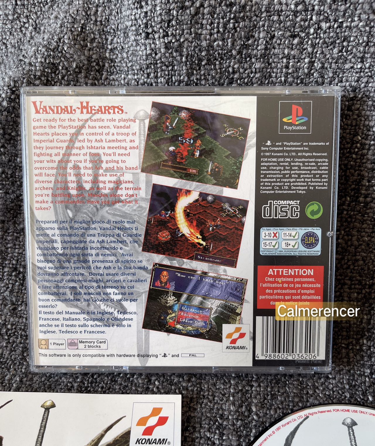 Vandal Hearts in overall excellent condition - Sony Playstation One (PS1) Game