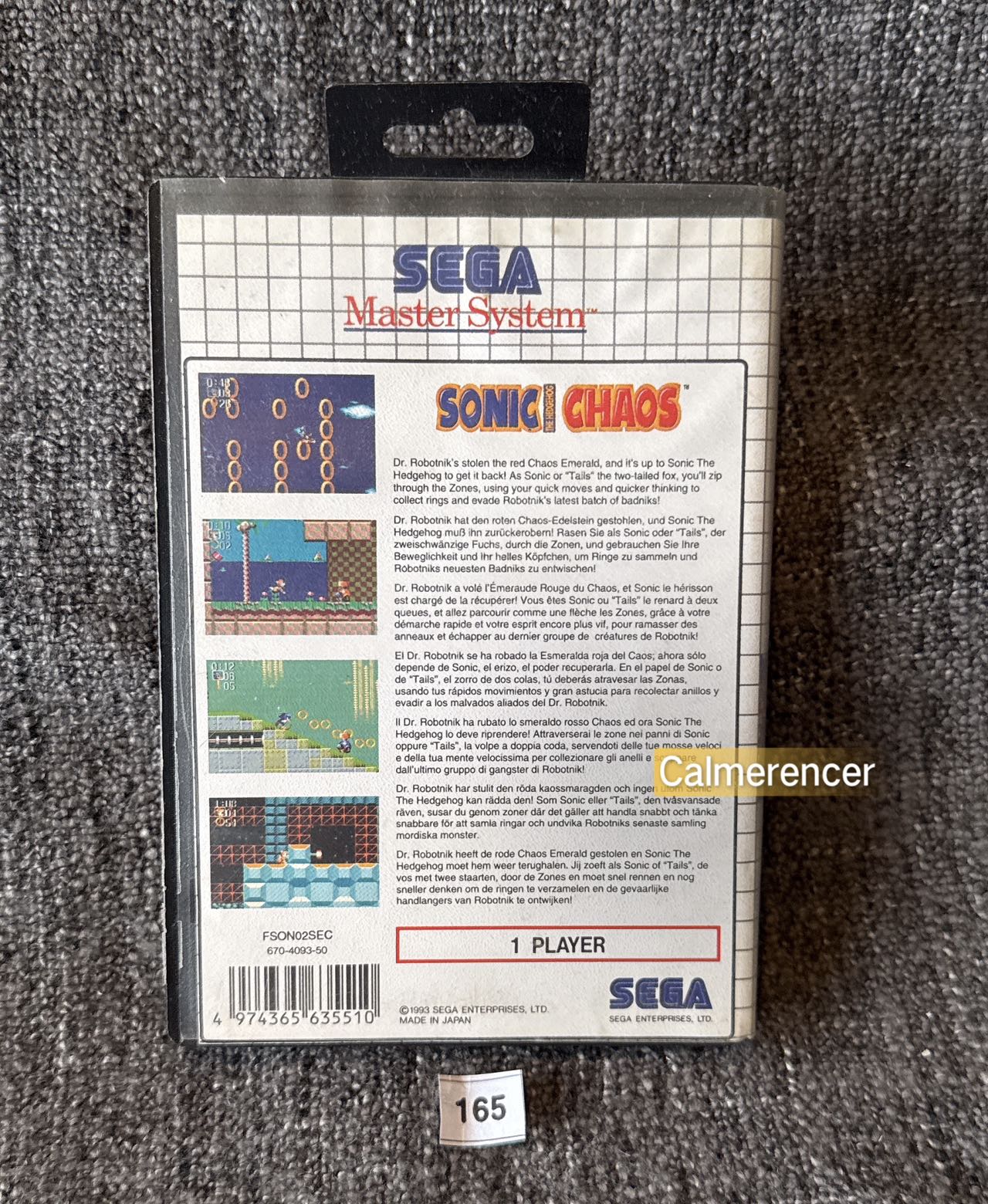 Sonic The Hegdehog Chaos Game - Sega Master System