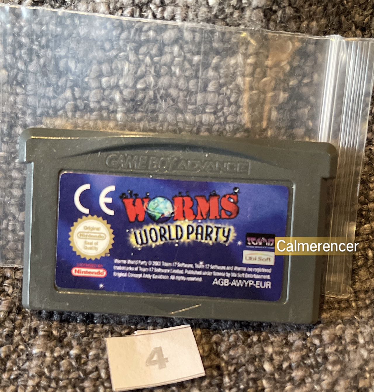 Worms World Party Game -Nintendo Gameboy Advance Cart GBA - Pal Version