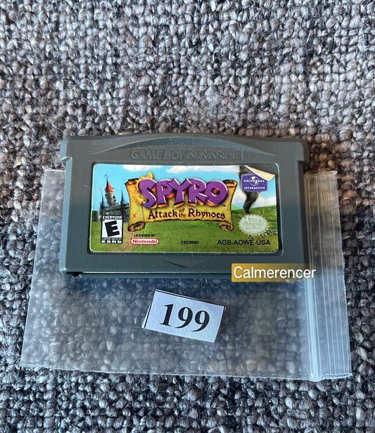 Spyro Attack Of The Rhynocs Game -Nintendo Gameboy Advance Cart GBA - Pal Version