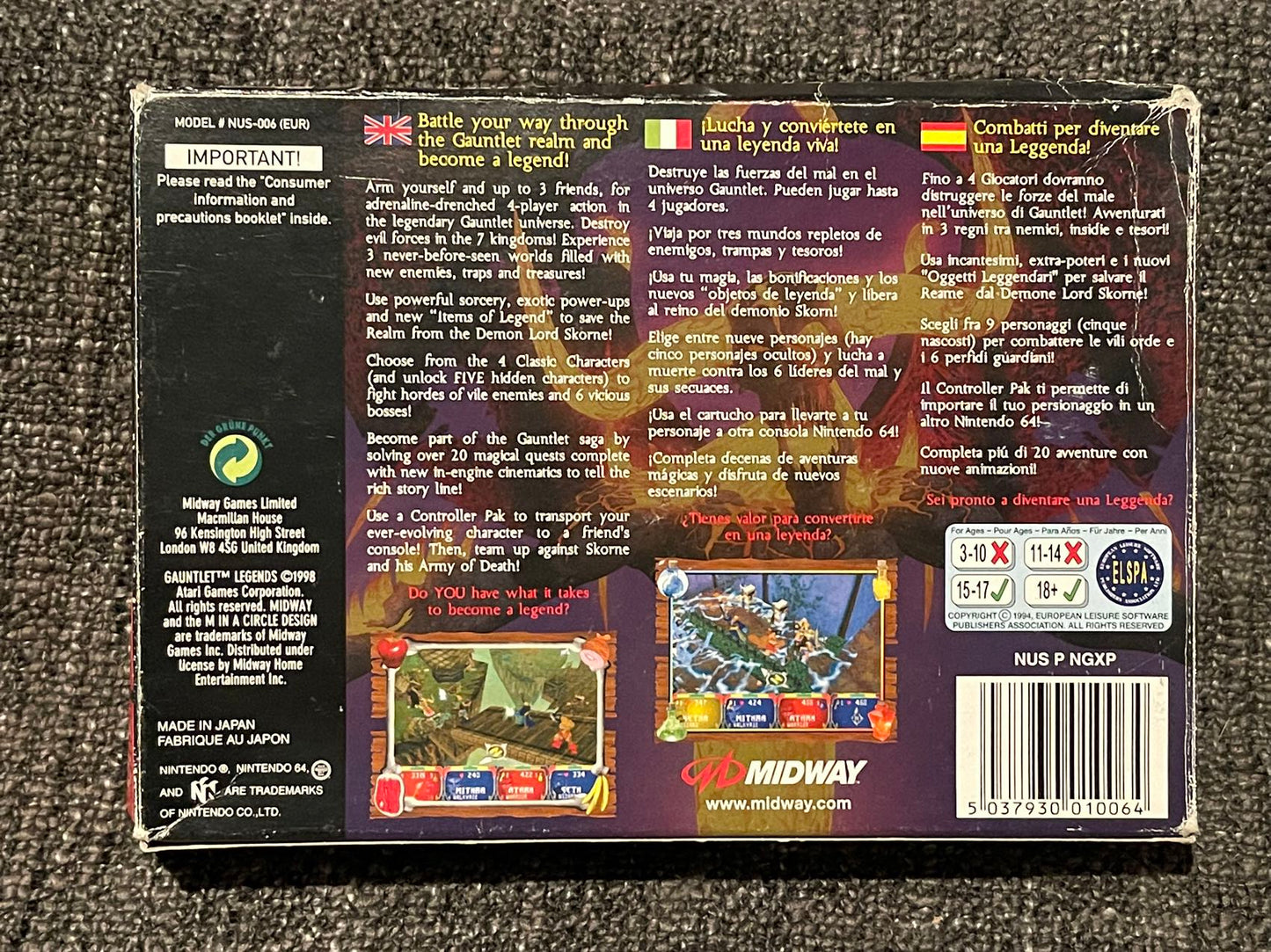 Gauntlet Legends - Nintendo 64 / N64 - Pal Version