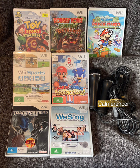 7x Games + 2x Microphones - Nintendo Wii game Bundle